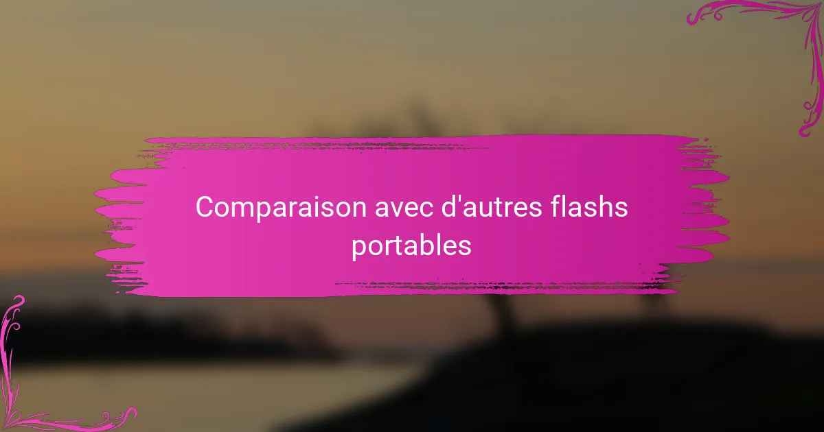 Comparaison avec d'autres flashs portables