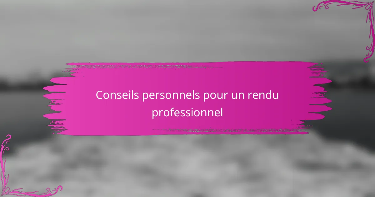 Conseils personnels pour un rendu professionnel