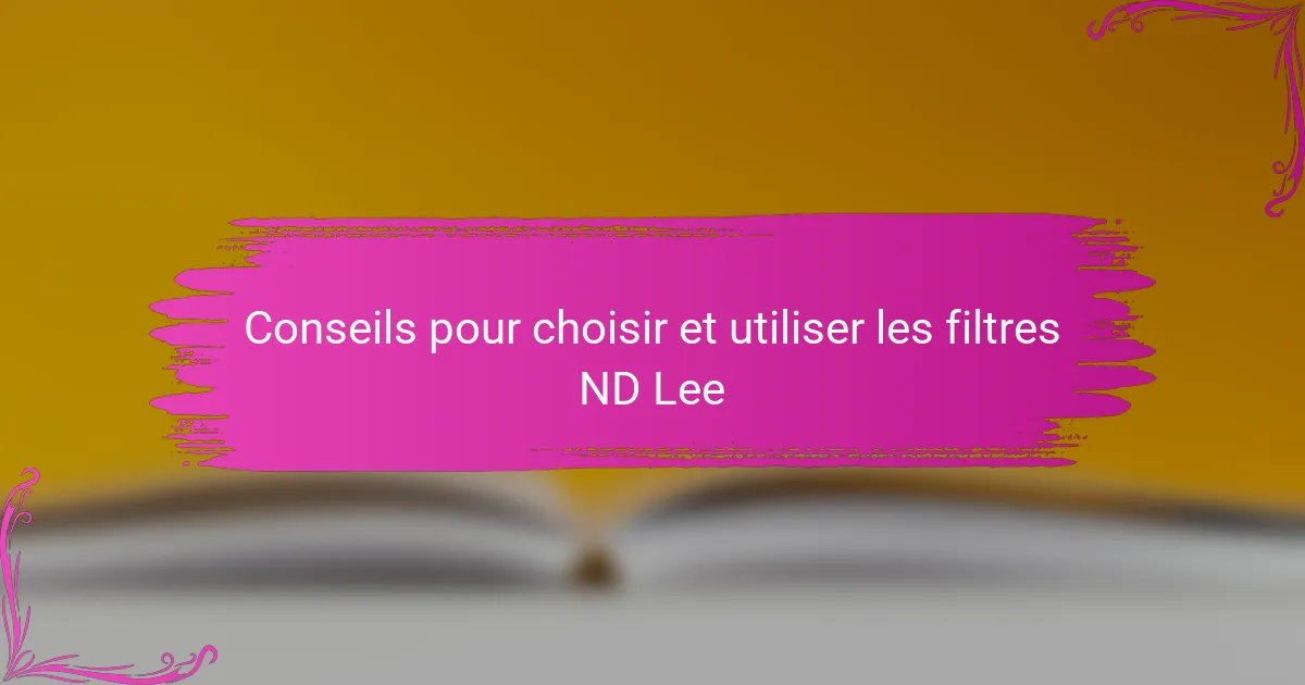 Conseils pour choisir et utiliser les filtres ND Lee