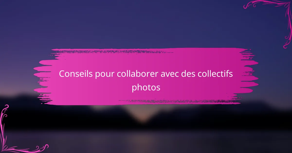 Conseils pour collaborer avec des collectifs photos