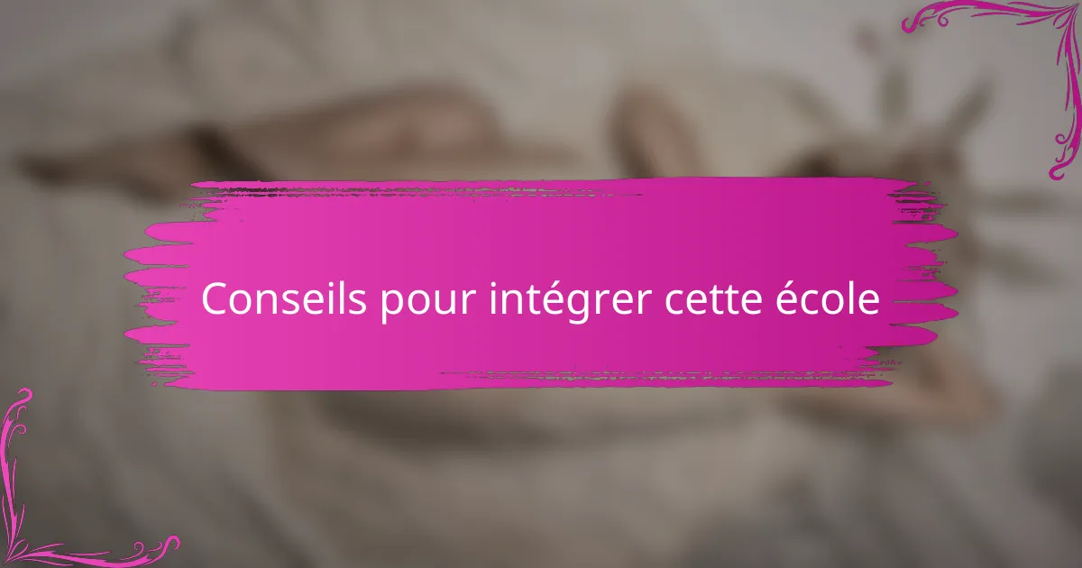 Conseils pour intégrer cette école