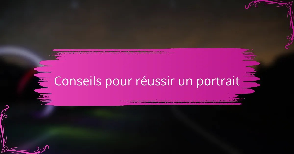 Conseils pour réussir un portrait