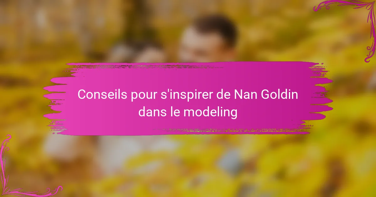 Conseils pour s'inspirer de Nan Goldin dans le modeling