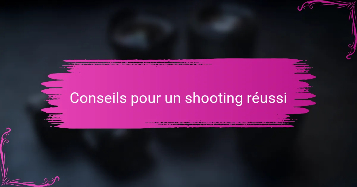 Conseils pour un shooting réussi