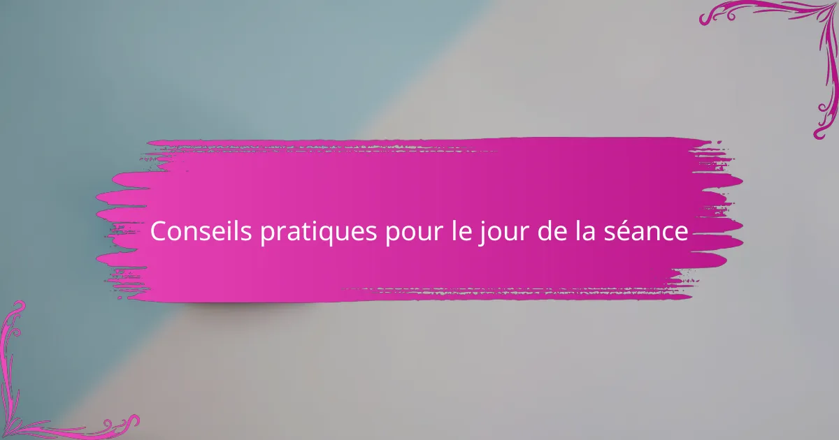 Conseils pratiques pour le jour de la séance