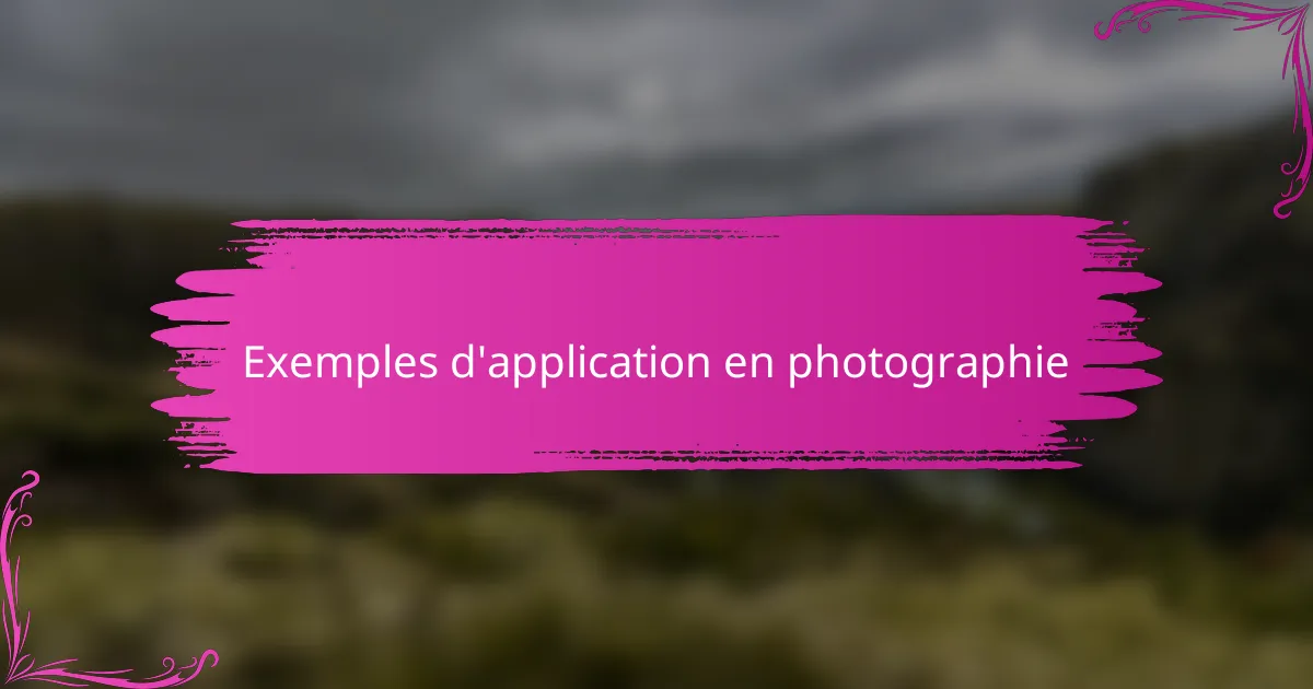 Exemples d'application en photographie
