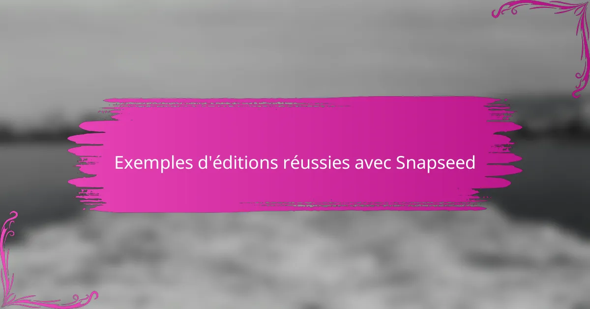 Exemples d'éditions réussies avec Snapseed
