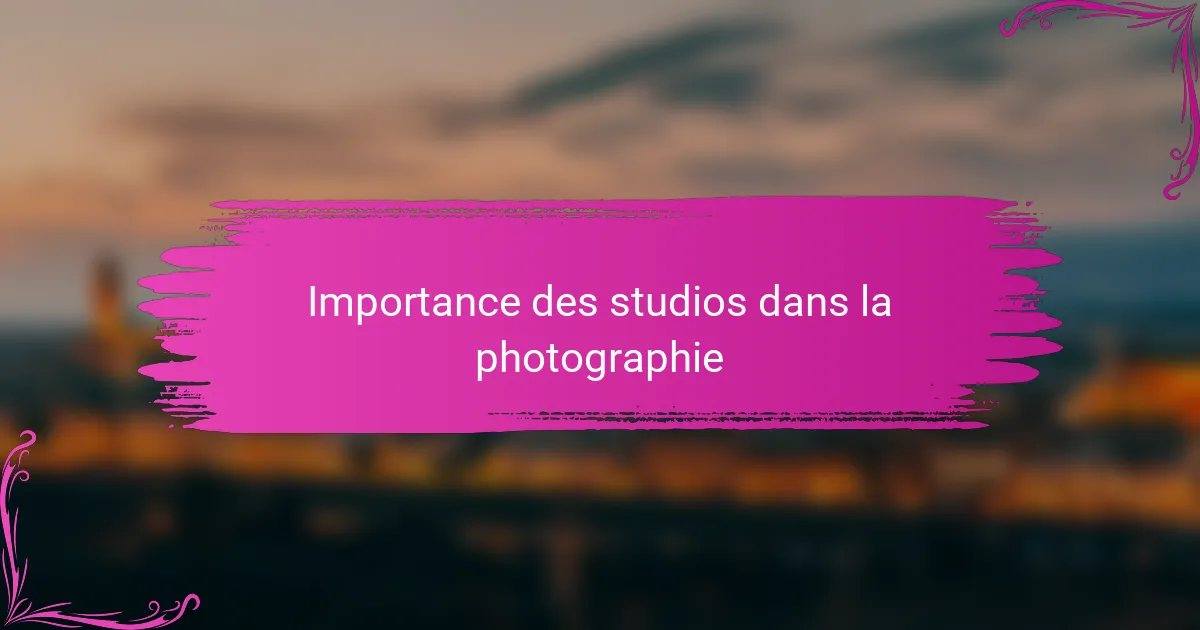 Importance des studios dans la photographie