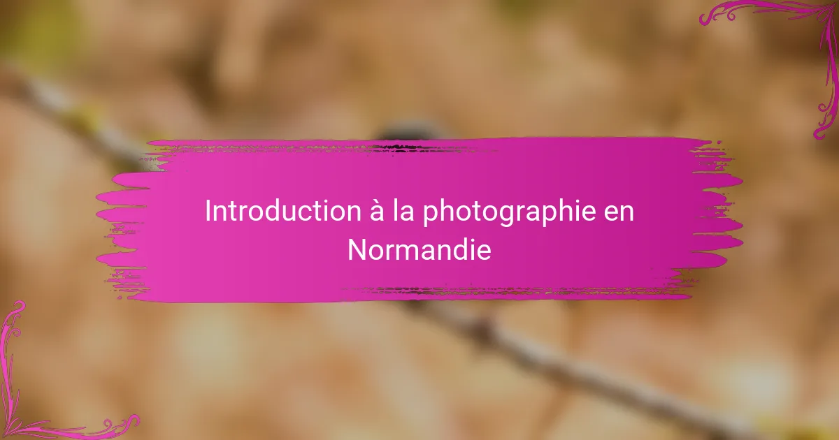 Introduction à la photographie en Normandie