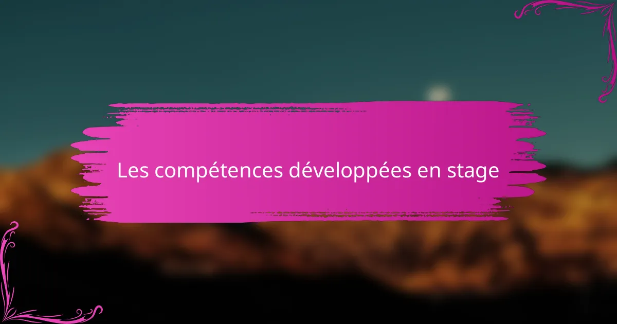 Les compétences développées en stage
