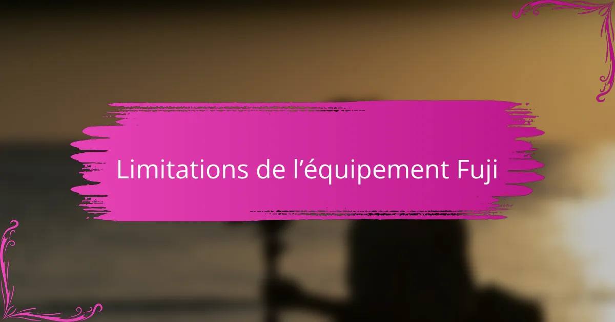 Limitations de l’équipement Fuji