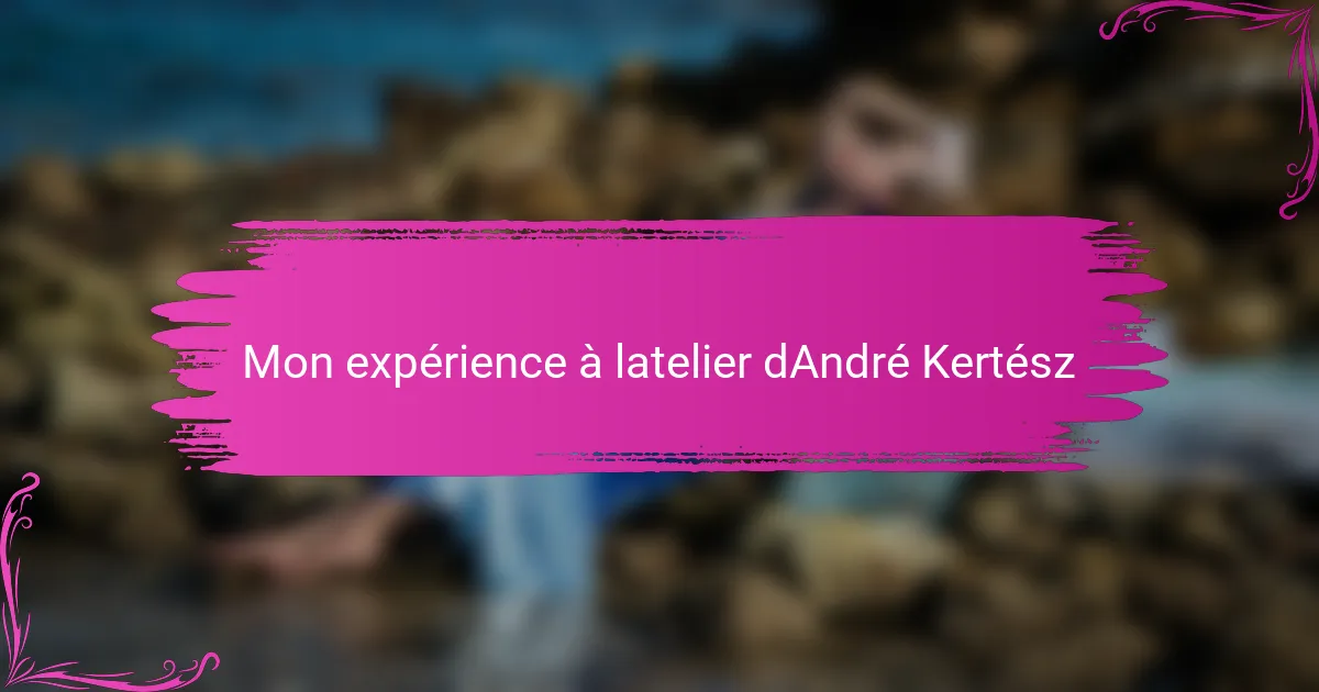 Mon expérience à latelier dAndré Kertész