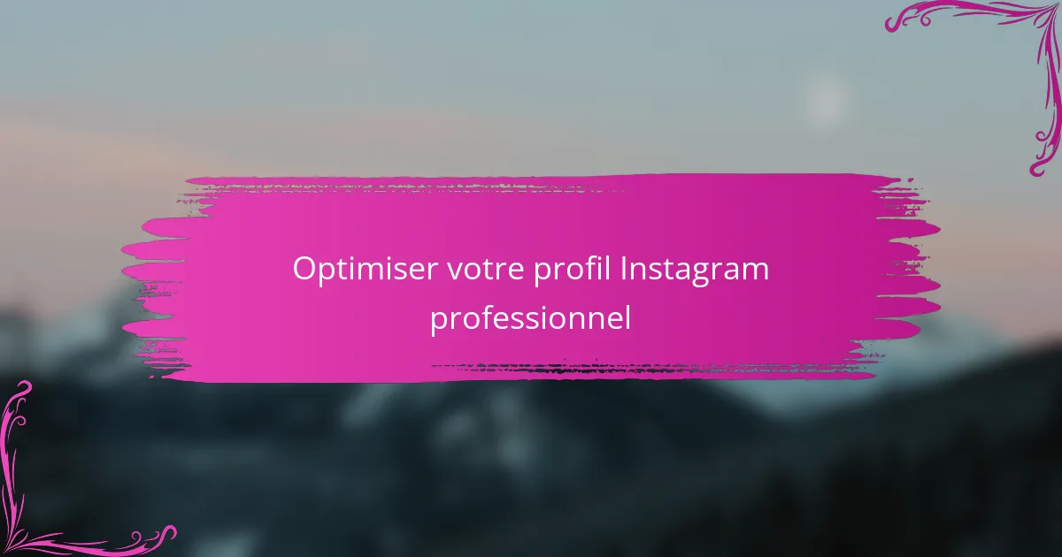 Optimiser votre profil Instagram professionnel