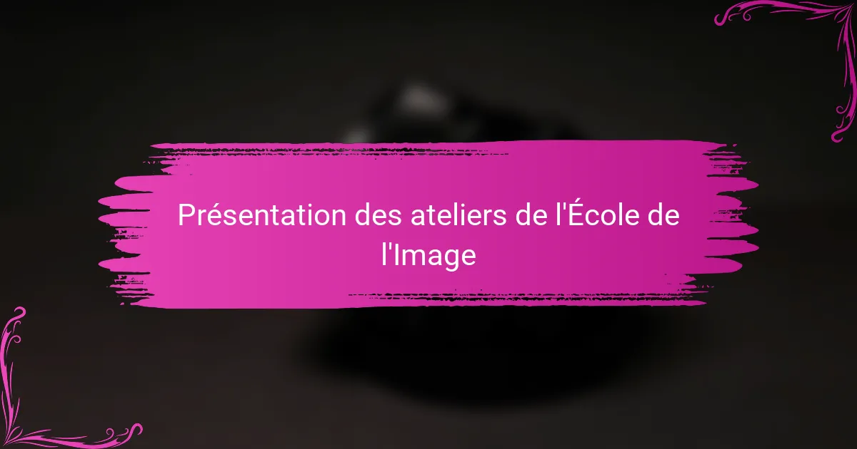 Présentation des ateliers de l'École de l'Image