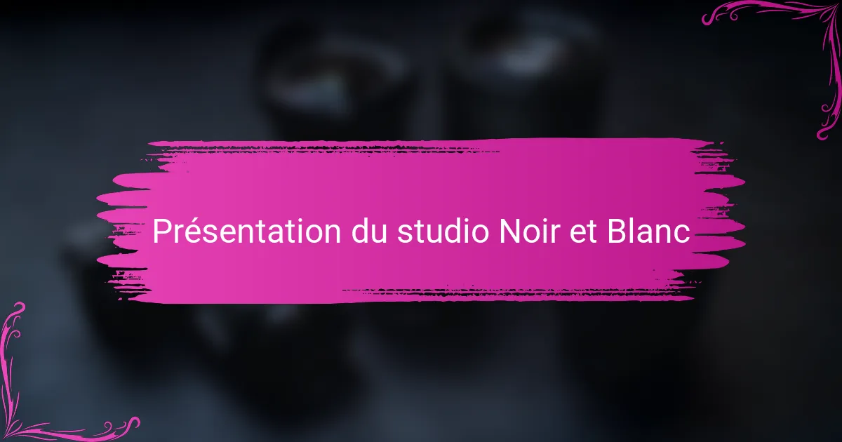 Présentation du studio Noir et Blanc