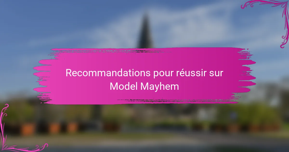 Recommandations pour réussir sur Model Mayhem