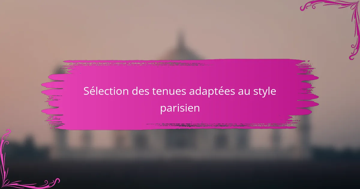 Sélection des tenues adaptées au style parisien