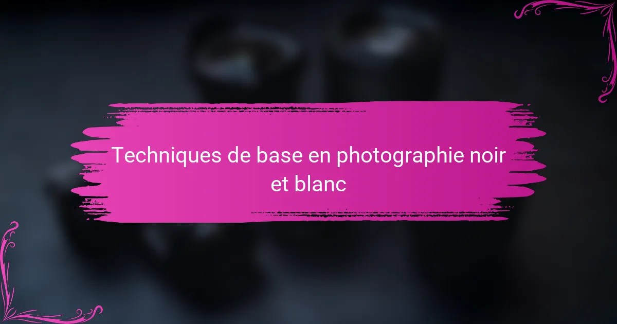Techniques de base en photographie noir et blanc
