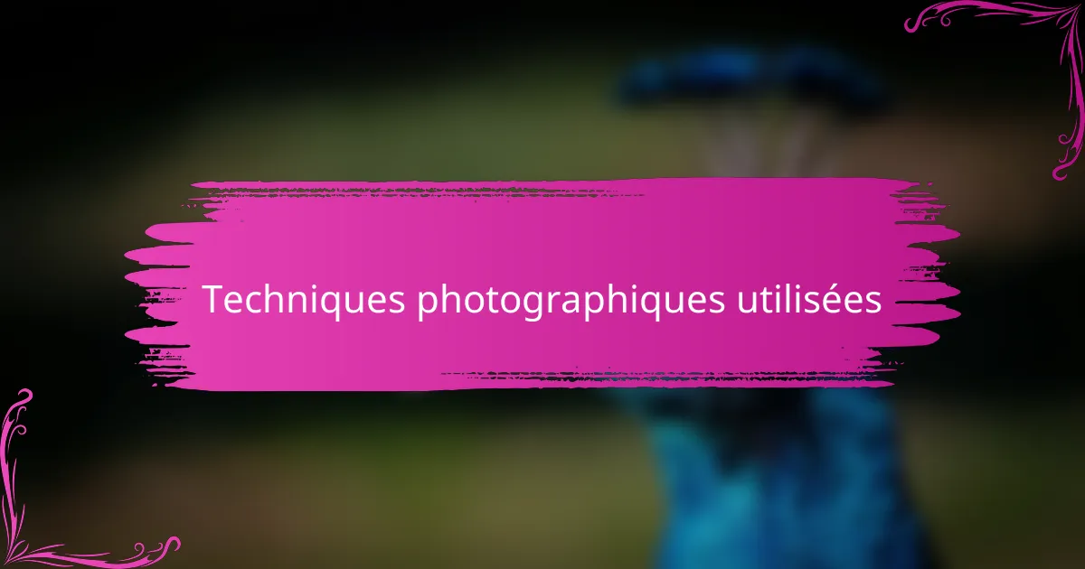 Techniques photographiques utilisées
