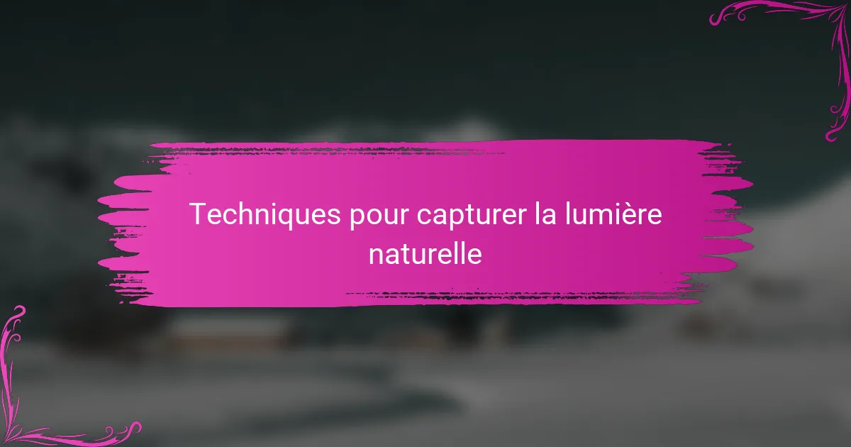 Techniques pour capturer la lumière naturelle