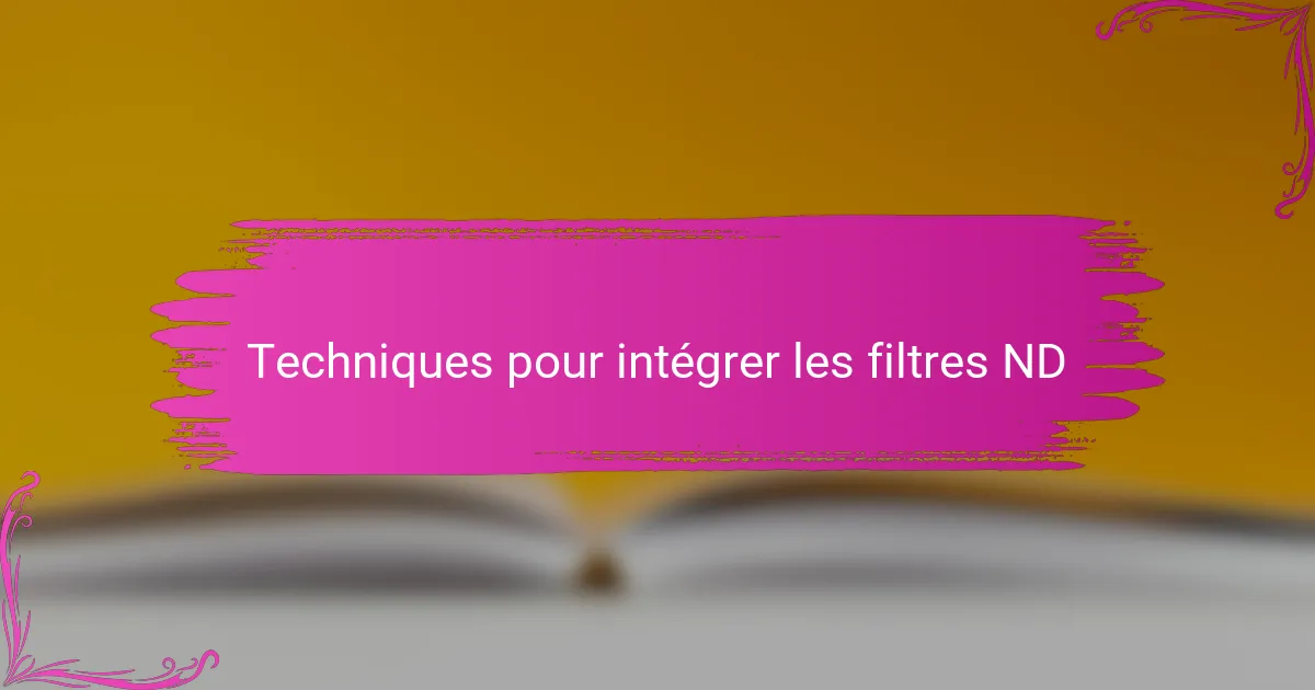 Techniques pour intégrer les filtres ND