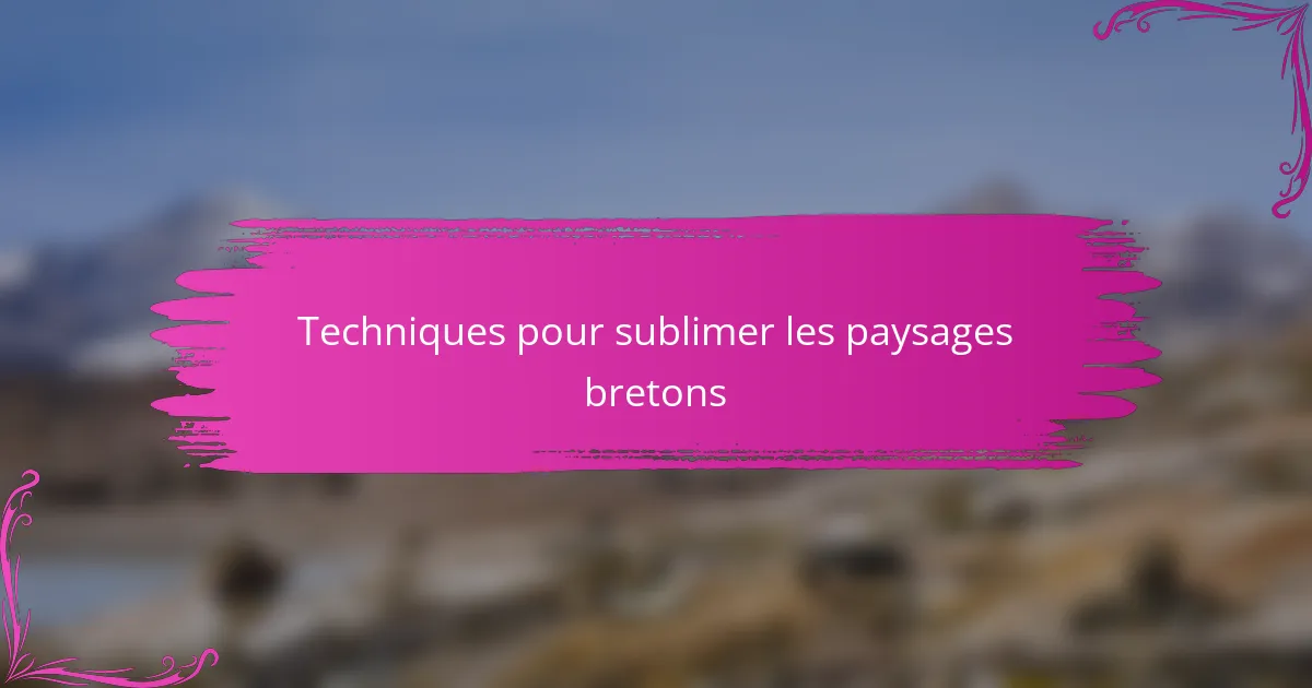 Techniques pour sublimer les paysages bretons